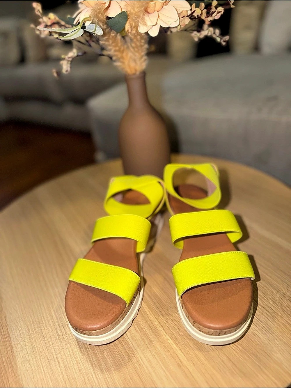 Dream Pair Neon Yellow Platform Sandals Like New